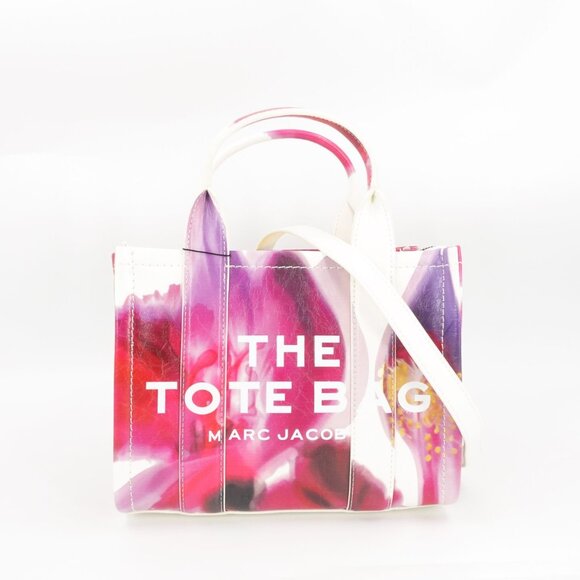 Marc Jacobs Future Floral Small Leather Tote Bag White Multi - Picture 4 of 16